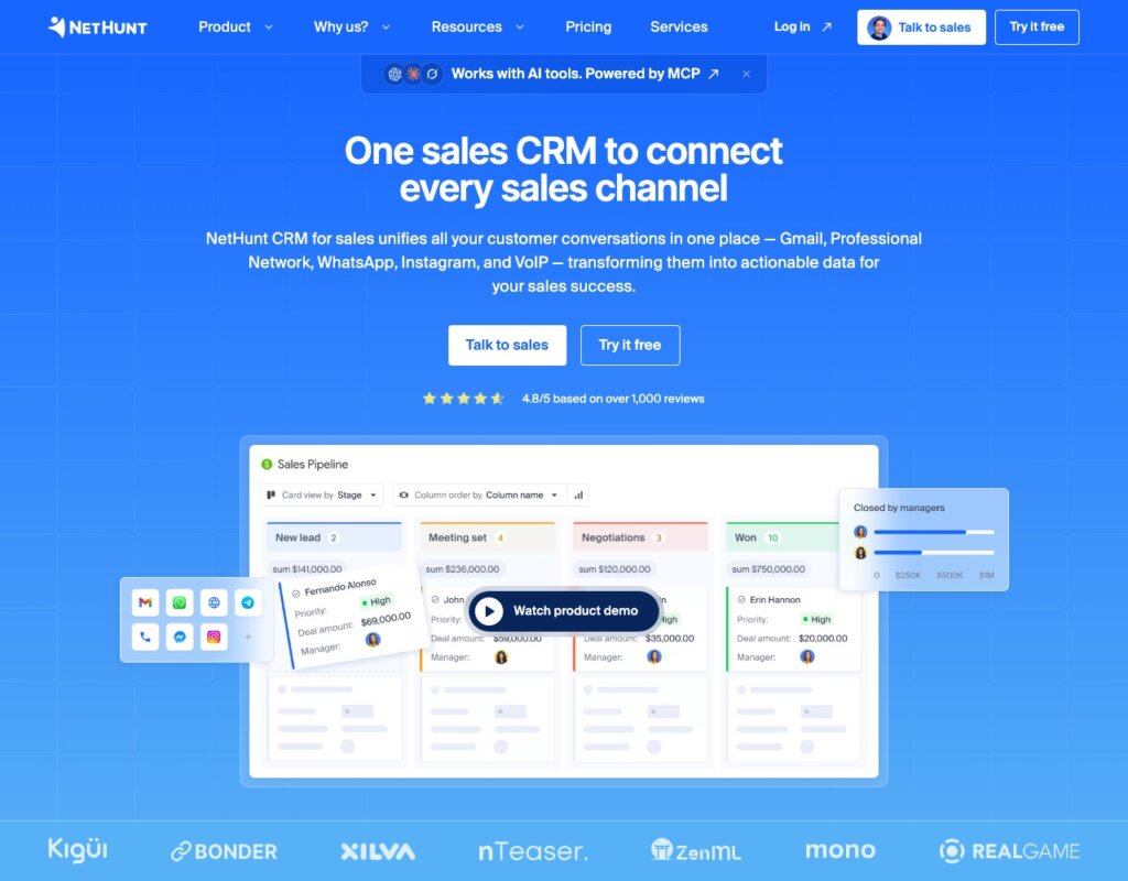 NetHunt CRM — CRM для онлайн-школ и продаж